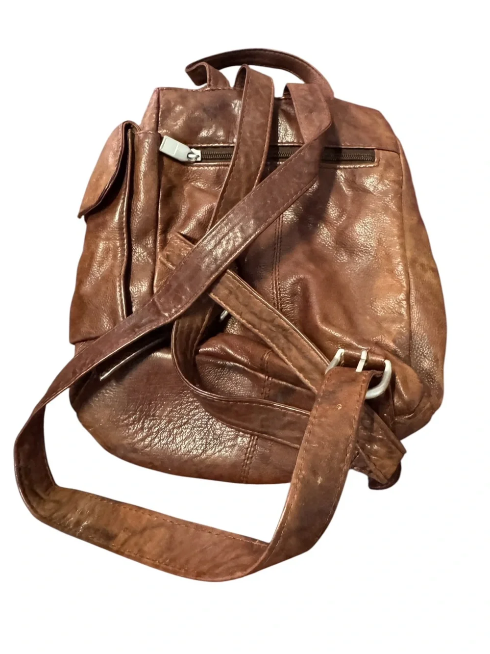 Vintage Genuine Leather Aged Mini Brown Backpack Purse Women's India